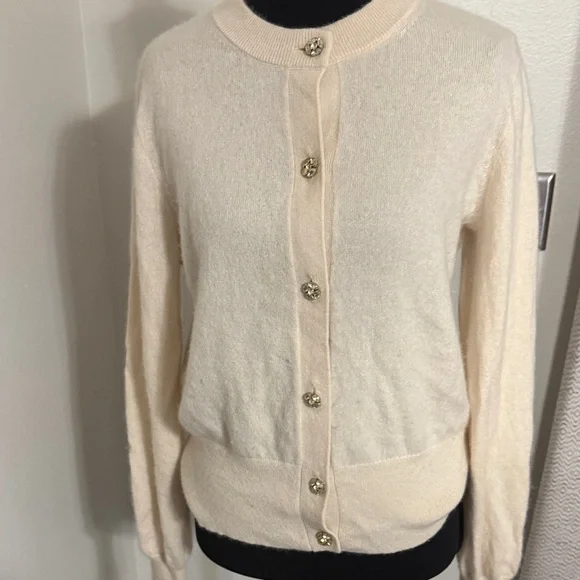 J. Crew Cream Button-Up Cardigan Cashmere cream preloved - Picture 1 of 6